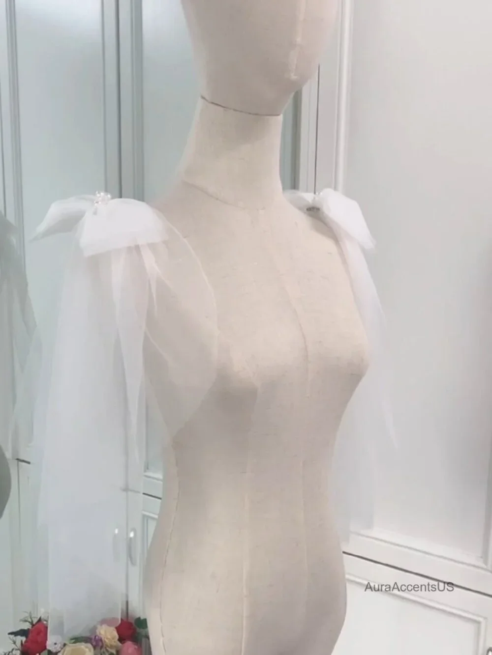 Tulle Pearl Double Shoulder Shawl Bridal Wrap Wedding Accessory
